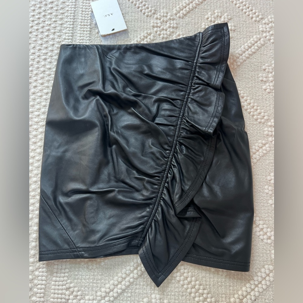 NWT A.L.C. Black Leather Jupiter Mini Skirt